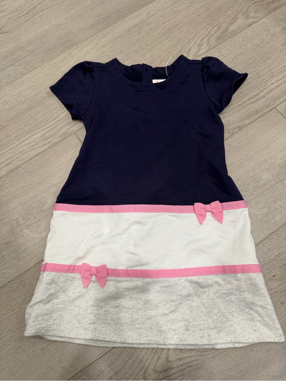 Gymboree Navy, White & Pink Bow-Trim Casual Girls Dress